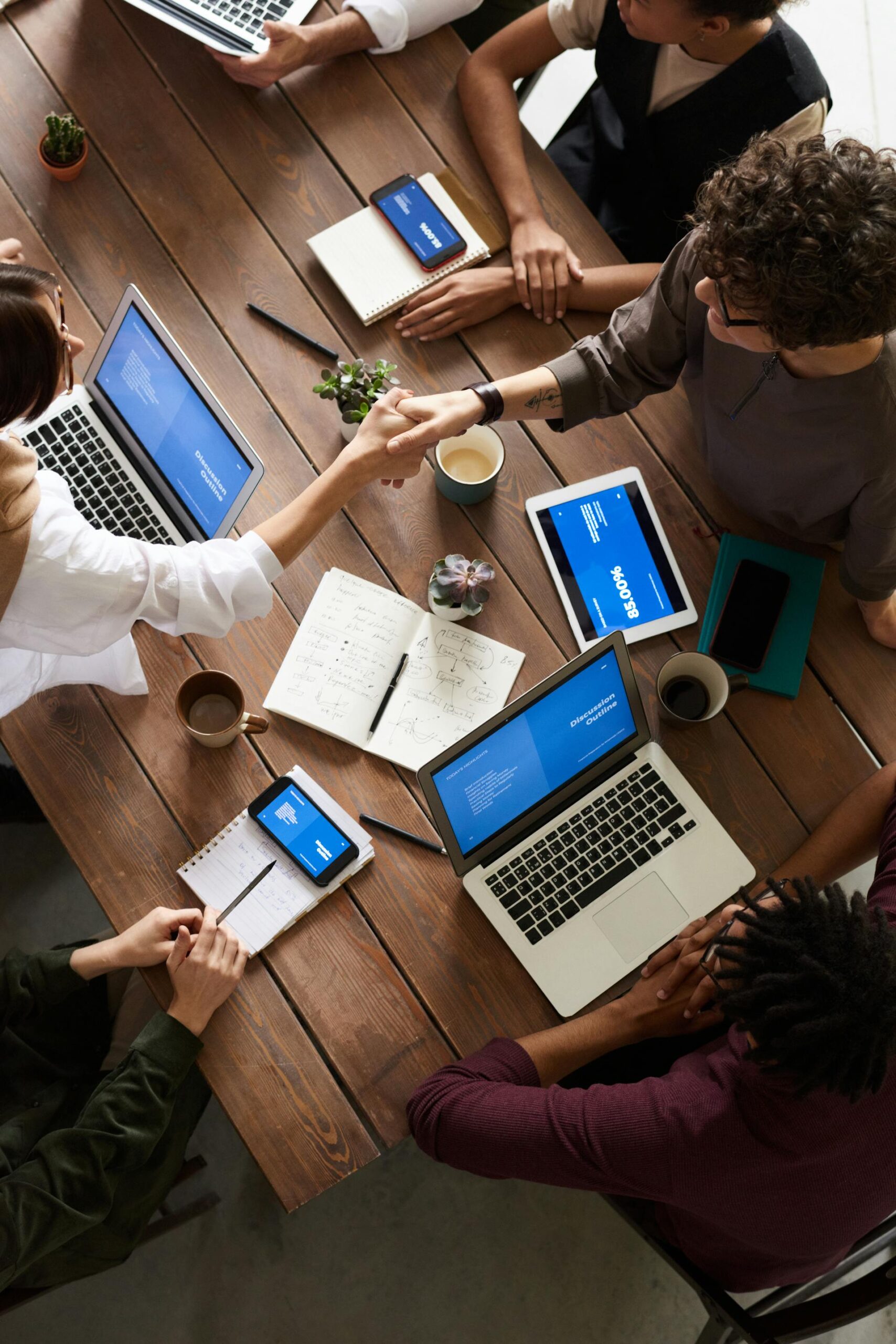 group of people working at a table