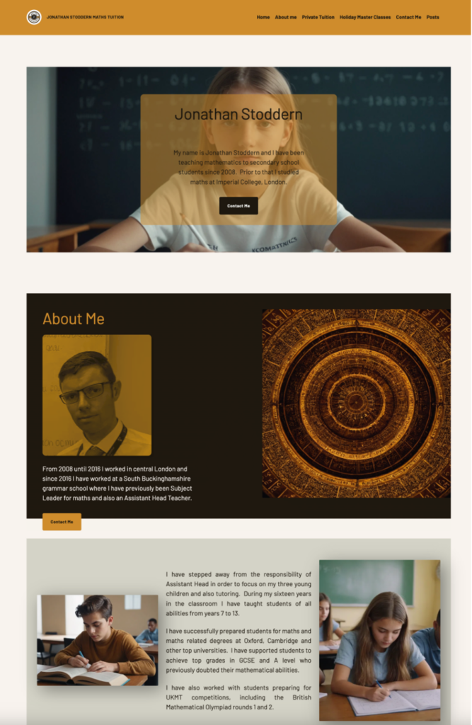About page of stodmaths tuition website